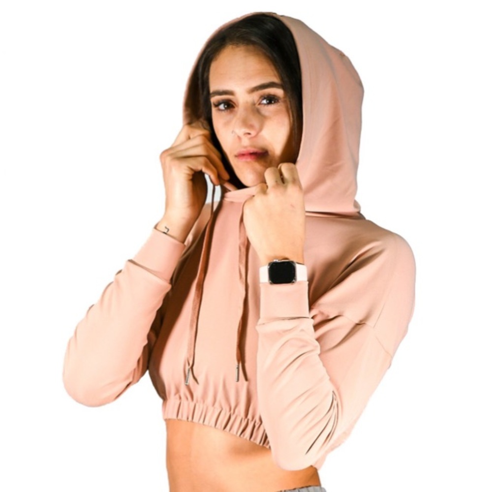 TYC Cropped Scrunch Hoodie - Blush